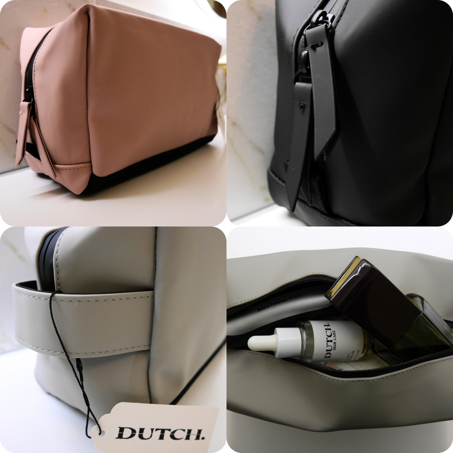 Luxury Toiletry Bag (matte black/stone/pink)